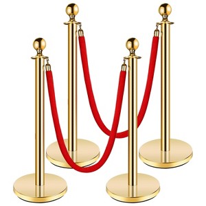 Stanchion Post with Velvet Rope, VIP Stanchion Queue Pole Barrier Posts, Red Carpet Stanchion Set - 1 of 4