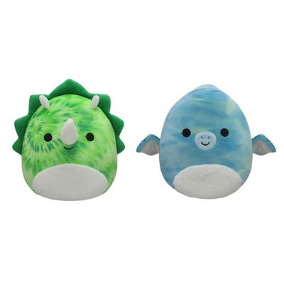 Squishmallows 8" 2-in-1 Flipamallows Rocio and Evelina the Green Tie-Dye Triceratops & Teal-Green Tie-Dye Pterodactyl Plush Toy
