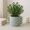 Pottery and Cement Planter with Unique Multi-Loop Handle Design, Stylish Contemporary Accent For Home Décor - 3 of 4