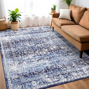Washable Large Vintage Area Rug for Living Room Non Slip Non-Shedding Distressed Indoor Carpet Ultra Soft Low Pile Throw Rug for Bedroom Dining Room - 1 of 4