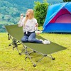Folding Camping Cot Heavy-Duty Outdoor Cot Bed w/ Side Storage Pocket Green\Blue - 4 of 4