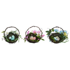 Transpac Set of 3 Pastel Easter Egg Baskets Natural Fiber Decorative Multicolored Tabletop Gift and Hostess Decor - 1 of 1