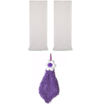 REGALWOVEN 3 Pcs Soft Absorbent Decorative Hand Towel for Bathroom, Kitchen, Hotel