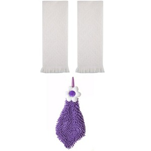 REGALWOVEN 3 Pcs Soft Absorbent Decorative Hand Towel for Bathroom, Kitchen, Hotel - 1 of 4