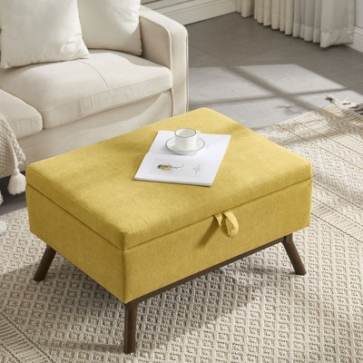 CAVINAS Storage Ottoman Bench, Mid-century Modern Square storage bench, Assembled, Suitable for living room, Entryway and Family Room