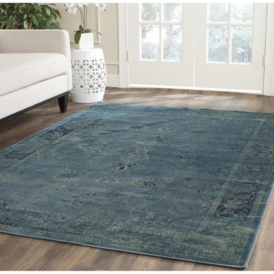 Turquoise and Multi Rectangular Wool Area Rug