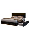 CAVINAS Full/Queen/King Size Modern Platform Bed Frame with LED on Headboard & 4 Storage Drawers,No Box Spring Needed - 4 of 4
