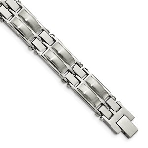 Black Bow Jewelry Men's 12.5mm Stainless Steel Domed Link Bracelet, 8.5 Inch - 1 of 4