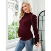 Maternity Shirts Side Button and Ruched Maternity Tunic Tops - 4 of 4