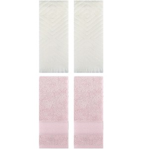 REGALWOVEN 4 Pcs Bathroom Decorative Cotton Soft Absorbent Sold Striped Hand Towel - 1 of 4