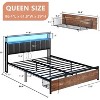 AMERLIFE LED Bed Frame with Drawers, 2-Tier Storage and Charging Station - 3 of 4
