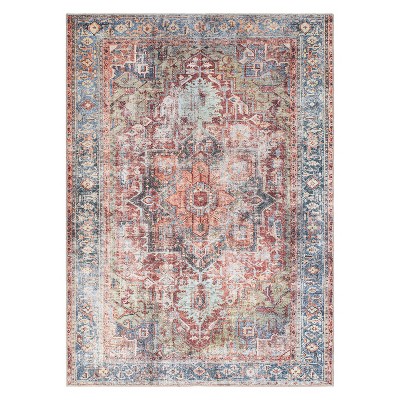 Boho Area Rug 3'X5' Machine Washable, Pink Small Non Slip Area Rugs for  Entryway