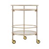 Christopher Knight Home Vincent Modern Round Bar Cart with Tempered Glass Shelves and 4 Casters - 4 of 4