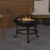 Emma and Oliver 22" Round Wood Burning Outdoor Portable Firepit With Mesh Spark Screen and Poker - 2 of 4