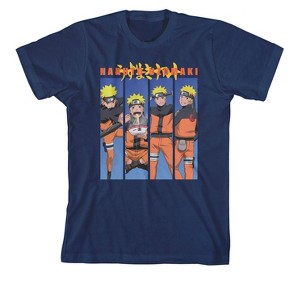 Naruto Shippuden Anime Cartoon Youth Boys Navy Blue Graphic Tee - 1 of 1