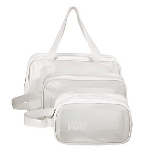 Unique Bargains Women's Portable Transparent Wash Makeup Bag 3 Pcs - 1 of 4