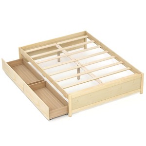 Safstar Full Size Wooden Platform Bed with 2 Rolling Storage Drawers Wood Slat Support - 1 of 4