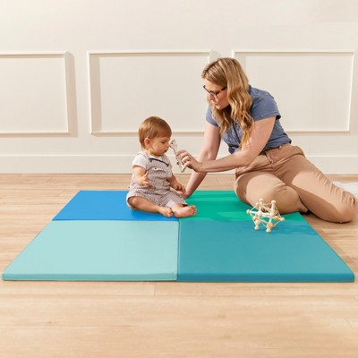 ECR4Kids SoftZone Blue and Green Activity Mat Squares, 4-Pack