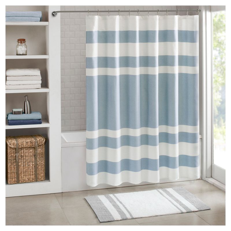 Spa Waffle Shower Curtain with 3M Treatment, 1 of 9