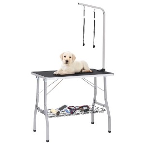 vidaXL Adjustable Dog Grooming Table with 2 Loops and Basket - 1 of 4