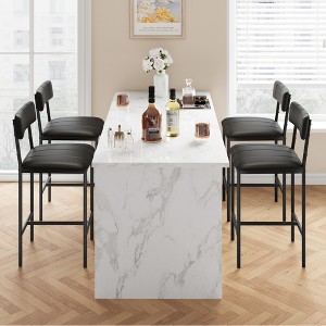 Dining Chairs Set of 4, Upholstered Dining Chairs with Back, Classic Black PU Leather Chairs for Kitchen, Apartment,Living Room - 1 of 4