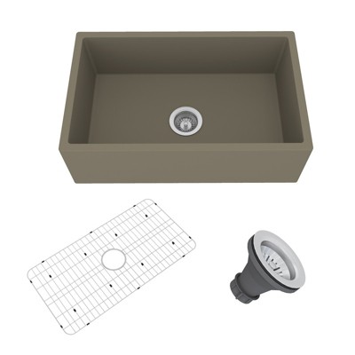 CASAINC 30 Inch Single Bowl Farmhouse Apron Kitchen Sink with Bottom Grid and Drainer