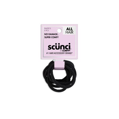 scunci No Damage Super Comfy Hosiery Elastic Hair Ties - Black - All Hair - 6pk