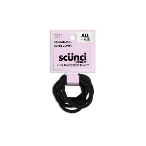 scünci No Damage Super Comfy Hosiery Elastic Hair Ties - Black - All Hair - 6pk - 1 of 4