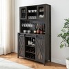 70'' Coffee Bar Cabinet - Farmhouse Wine Bar Cabinet with Storage Shelves 6-Bottle Wine Rack & 12 Stemware Slots Sliding Barn Doors Buffet Cabine - 2 of 4