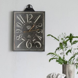 Large Vintage Black Rectangular Wall Clock with White Numerals, Home Decor Accent Clock - 1 of 3