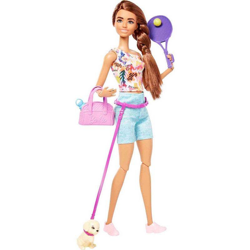 Barbie Wellness Workout Outfit Roller Skates and Tennis with Puppy, 1 of 7