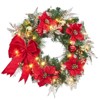 Christmas Wreath with Lights, 24 in Outdoor Christmas Wreaths for Front Door, Xmas Wreath with Red Gold Ball Ornaments Bow for Home Holiday Decor - 2 of 4