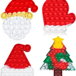 JOYFY 4PCS Christmas Fidget Toys Gift for Kids Push Squeeze Pop Bubble Pop Anxiety Stress Reliever Toys - 1 of 4