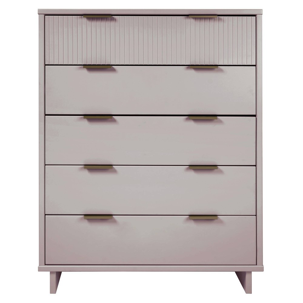 Tall Granville Modern 5 Drawer Dresser Light Gray - Manhattan Comfort: Wood Frame, Spot Clean, Anti-Tip Hardware