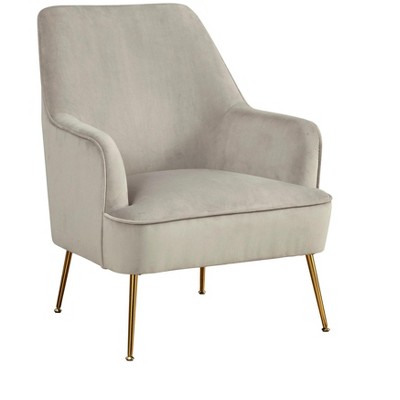 Rebecca Gray Velour Lounge Chair with Gold Legs