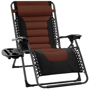 Best Choice Products Oversized Padded Zero Gravity Chair, Folding Outdoor Patio Recliner w/ Side Tray - 1 of 4