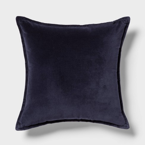 Velvet Reverse Oblong Dec Pillow Navy Threshold Indoor Cotton Fabric Polyester Filled Square Shape Sewn Seam Closure