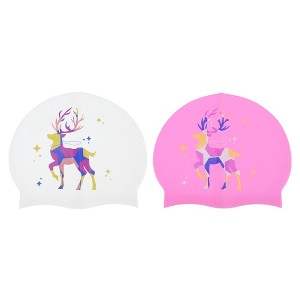 Unique Bargains Durable Silicone Waterproof Swim Cap 2 Pcs - 1 of 4