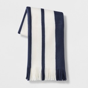 Cozy Stripe Throw Blanket Blue/Cream - Threshold , Blue/Ivory
