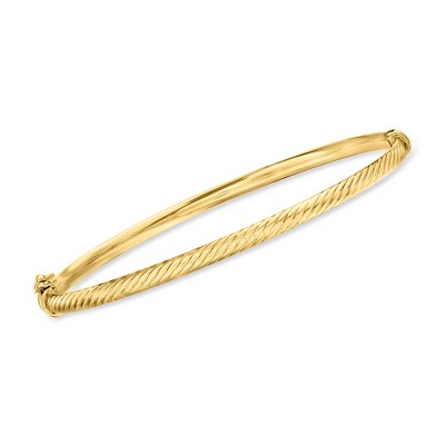 Pure Collection by Ross-Simons Italian 14kt Yellow Gold Linear-Pattern Bangle Bracelet Size 8