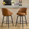 Modern Swivel Bar Stools Set of 2 - 26 Inch Counter Height with Back, 360¡ã Rotating Upholstered Stools for Kitchen Island, 330Lbs Capacity - 2 of 4
