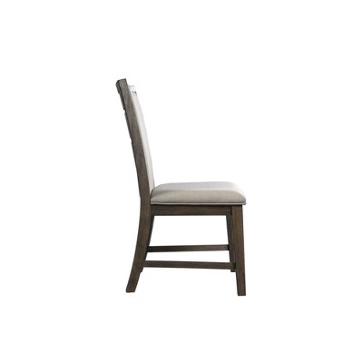 Gray Upholstered High Back Wood Side Chair Set