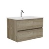 FAMYYT 30 in. Single Sink Floating Rough Oak Bath Vanity with White Ceramic Top, 2 Soft Drawers - 4 of 4