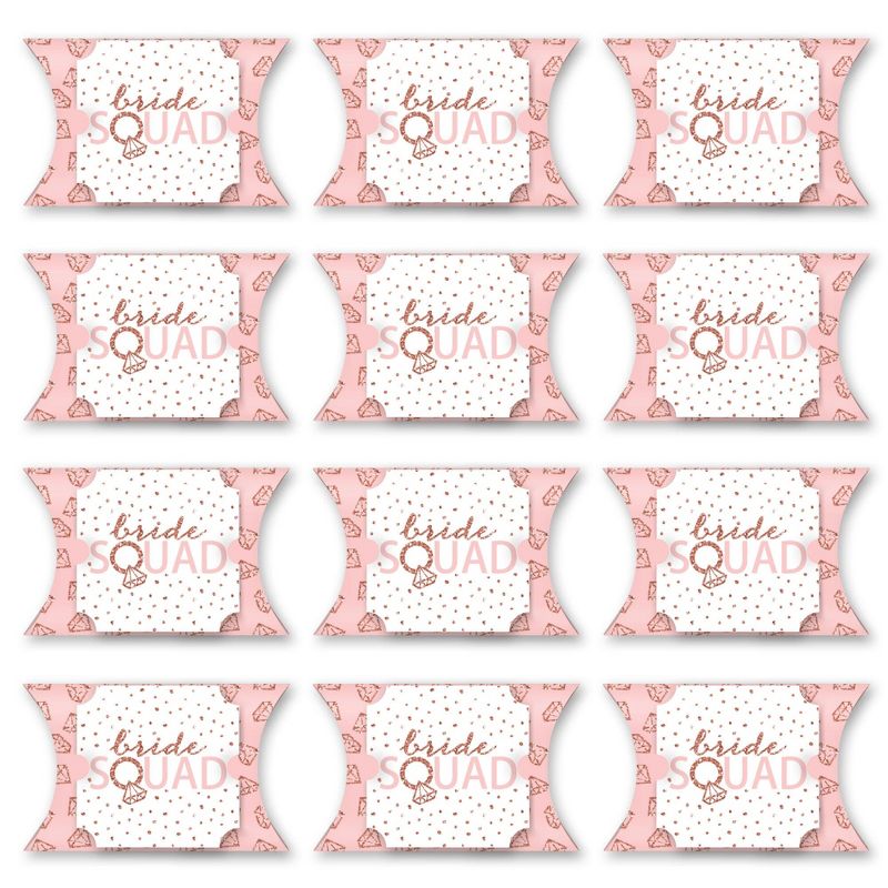 Big Dot of Happiness Bride Squad - Favor Gift Boxes - Rose Gold Bridal Shower or Bachelorette Party Large Pillow Boxes - Set of 12, 4 of 8