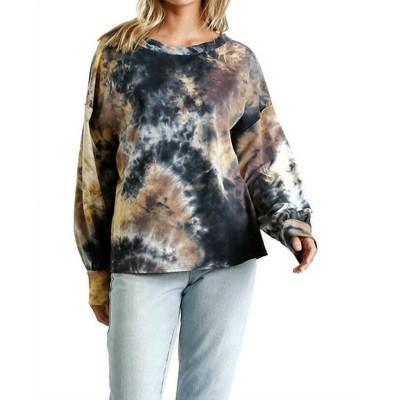 Women's Tie Dye Twisted Collar Sweater - umgee