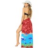 LA LEELA Women's Beach Summer Wrap Bikini Wraps Swimwear Swim Cover Up Swimsuit Beachwear Sarong Coverups Skirts for Women One Size Red,flamingo - 3 of 4