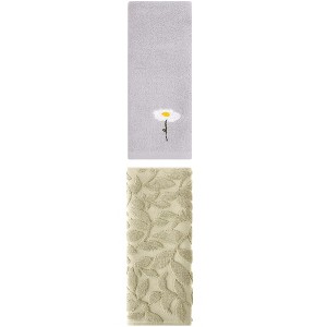 REGALWOVEN Floral Pattern Cotton Soft Absorbent Hand Towels 13" x 30"/14" x 30" 2 Pcs - 1 of 4