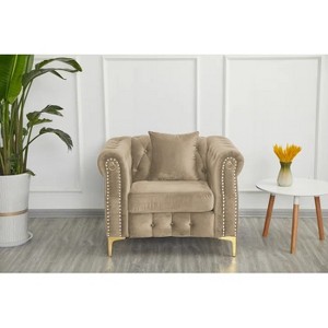 40.9 " Velvet Chesterfield Button-Tufted Chair for Living Room - 1 of 4