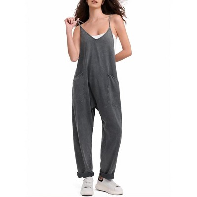 EXLURA Womens Casual Summer Jumpsuits Denim Trendy Fashion Overalls with Pockets