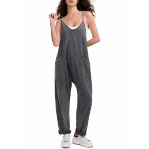 EXLURA Womens Casual Summer Jumpsuits Denim Trendy Fashion Overalls with Pockets - 1 of 4